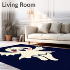 Playful Cream Ghost Dark Navy Accent Rug