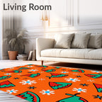 Christmas Red Green Elf Hats Snowflakes Rug