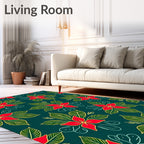 Deep Teal Red Floral Garland Rug