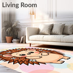 Cute Hedgehog With Flowers Background Rug