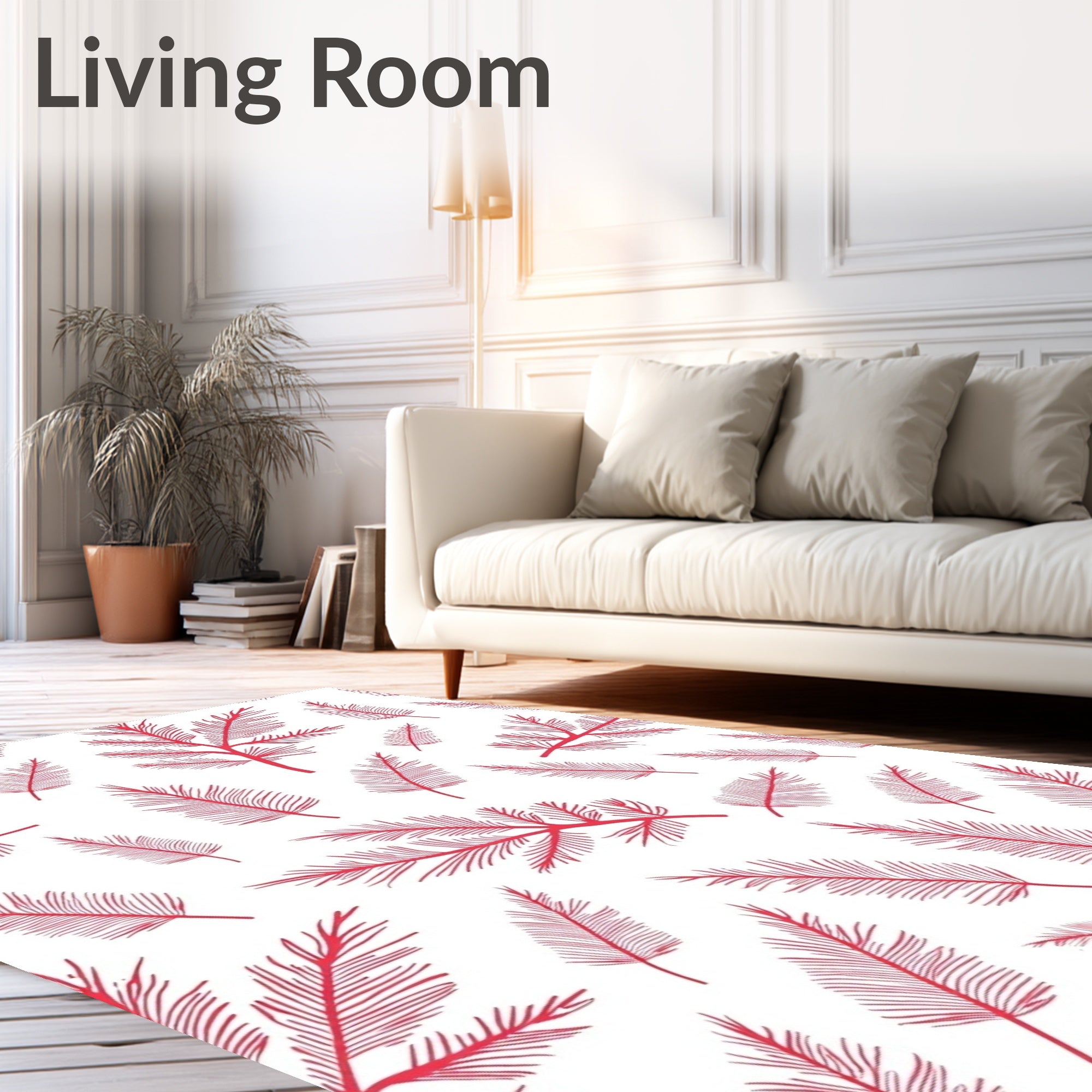 Red Fern Frond Scatter Rug