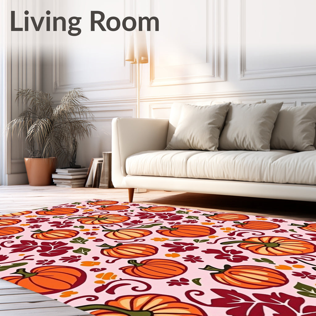 Autumn Pumpkin Leaf Swirls Rug