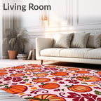 Autumn Pumpkin Leaf Swirls Rug