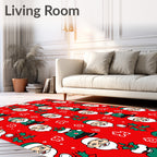 Charming Santa Claus Poinsettia Collection Rug