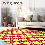 Crimson Yellow Lattice Contemporary Geometric Rug