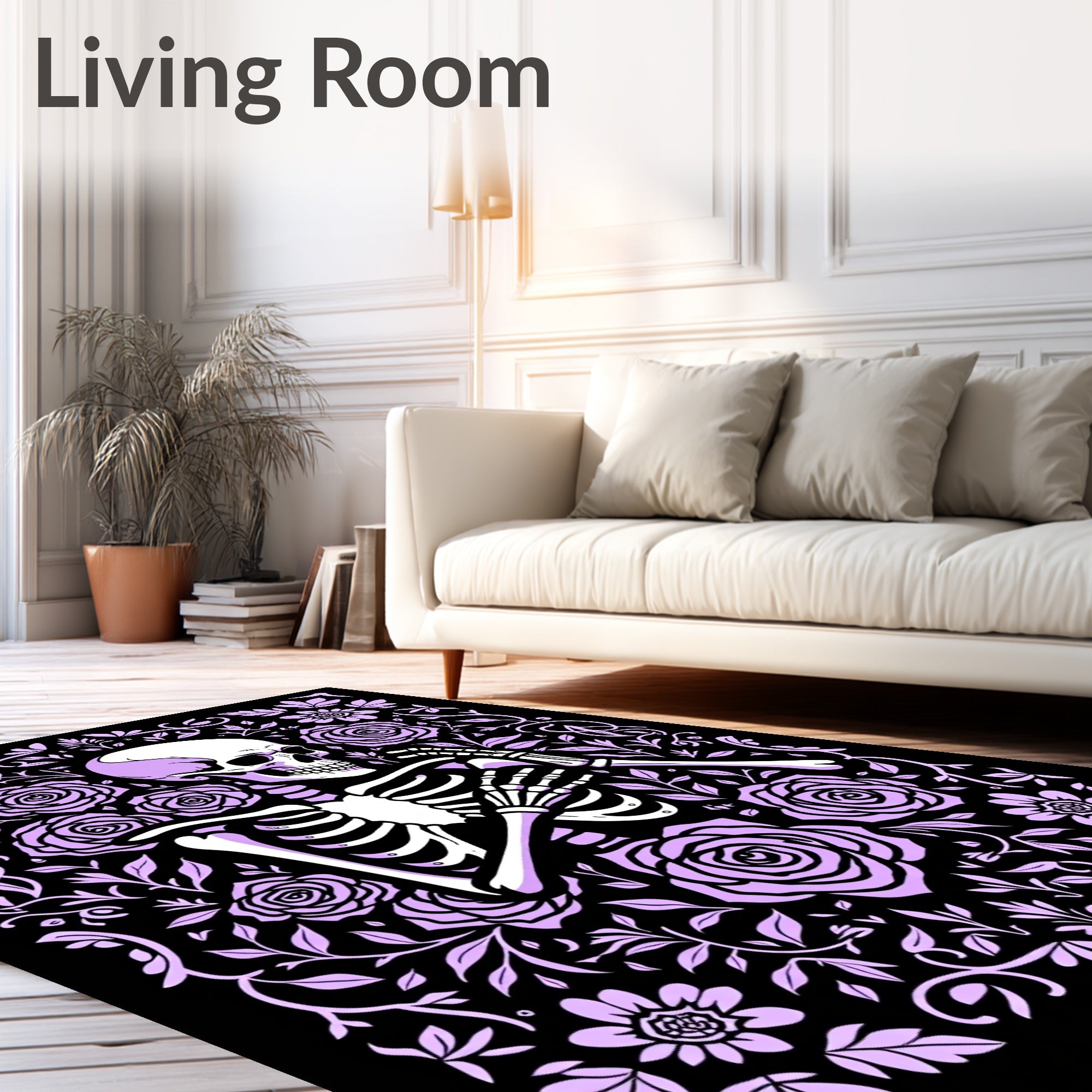 Lilac Skeleton Floral Garden Tapestry Rug