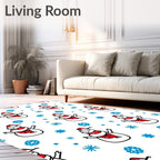 Happy Christmas Snowman Blue Flurry Rug