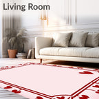 Crimson Heart Border Vintage Romance Rug