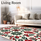 Crimson and Emerald Folk Floral Rug