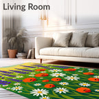 Vibrant Lavender Poppy Field Rug