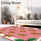 Christmas Gingham Gingerbread Man Scatter Rug