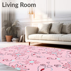 Pink Floral Swirls and Twists Rug