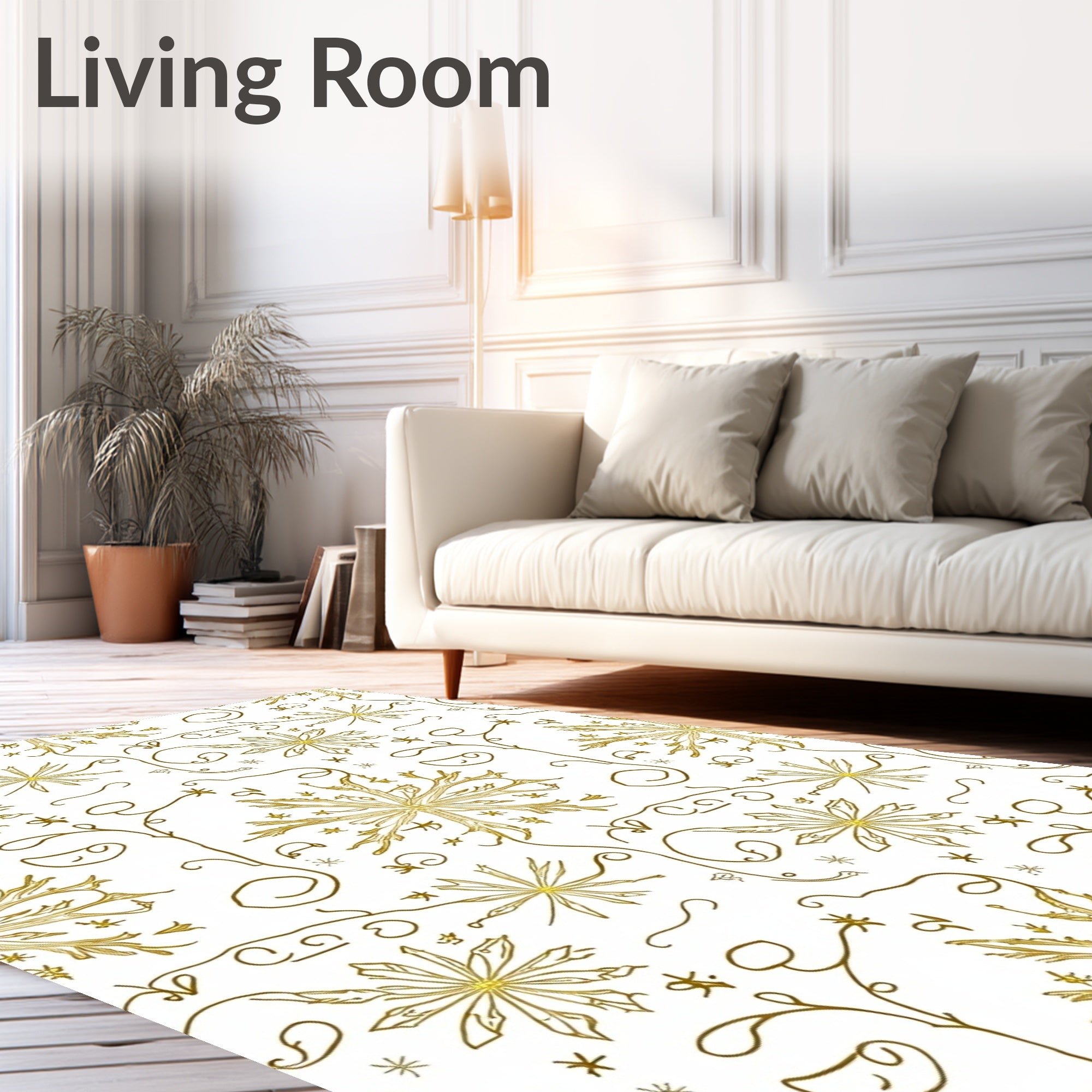 Golden Starburst Organic Swirl Rug