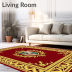Regal Crest Emblem Ornate Border Rug