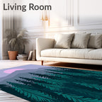 Forest Moon Serene Landscape Trees Rug