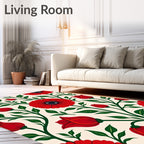 Radiant Red Floral Vine Background Rug