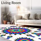 Vibrant Rainbow Mandala Echoes Rug