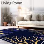Golden Tree Night Castle Lanterns Rug