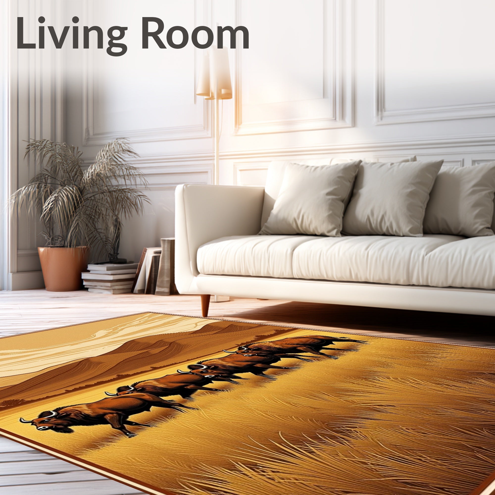 Golden Bison Herd Landscape Rug