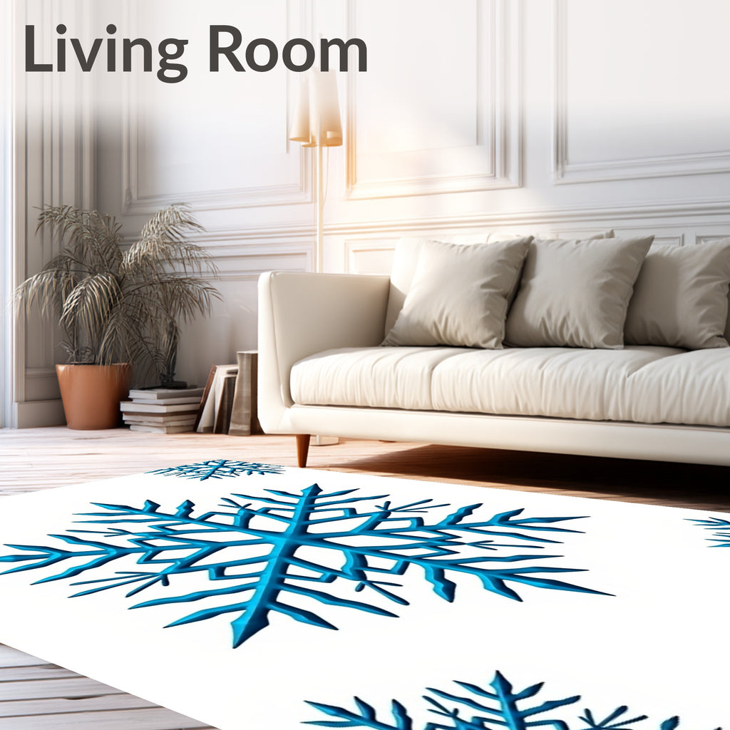 Aqua Blue Snowflake Cluster Rug