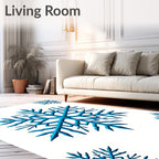 Aqua Blue Snowflake Cluster Rug