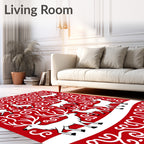 Classic Red White Deer Spirals Rug