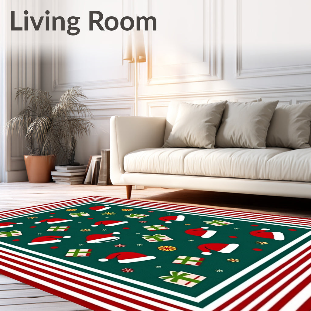 Holiday Hats And Gifts Border Rug