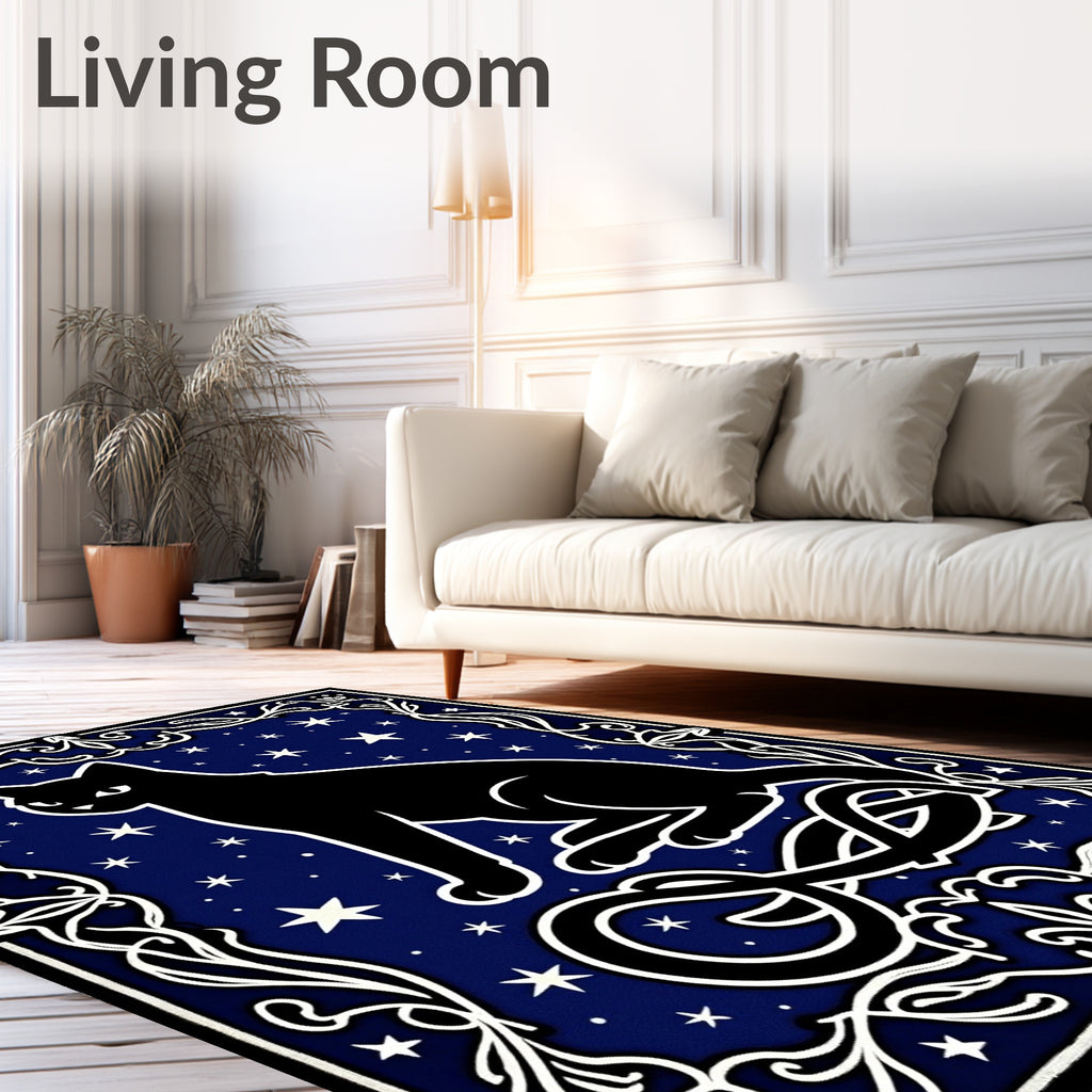 Black Cat Cosmic Night Ornate Rug
