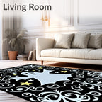 Spooky Light Blue Ghost Yellow Stars Rug