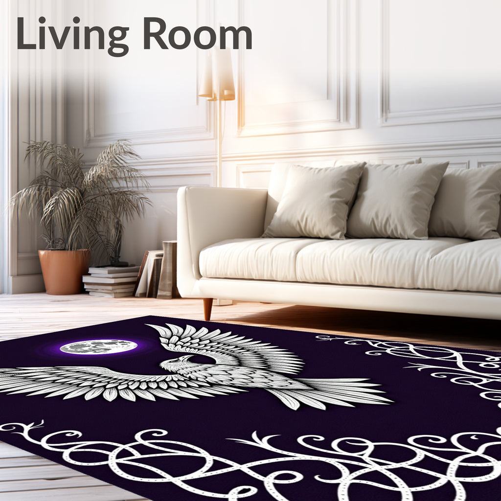 Majestic Eagle Moon Plum Ornament Rug