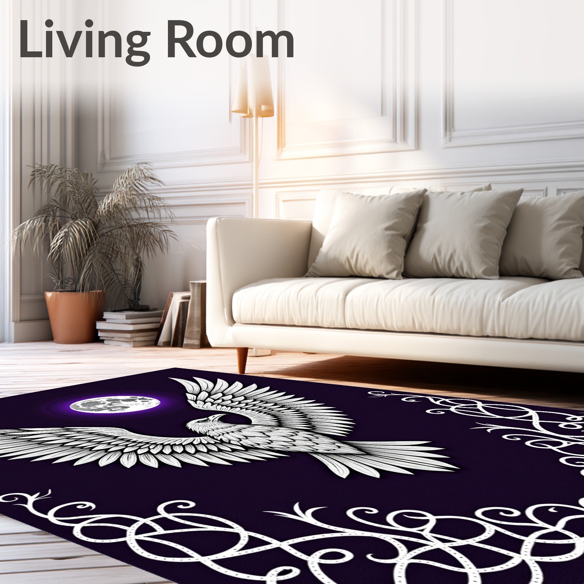 Majestic Eagle Moon Plum Ornament Rug