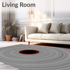 Concentric Circles Black Red Gray Rug