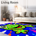 Bright Green Frog With Red Polka Dots Rug