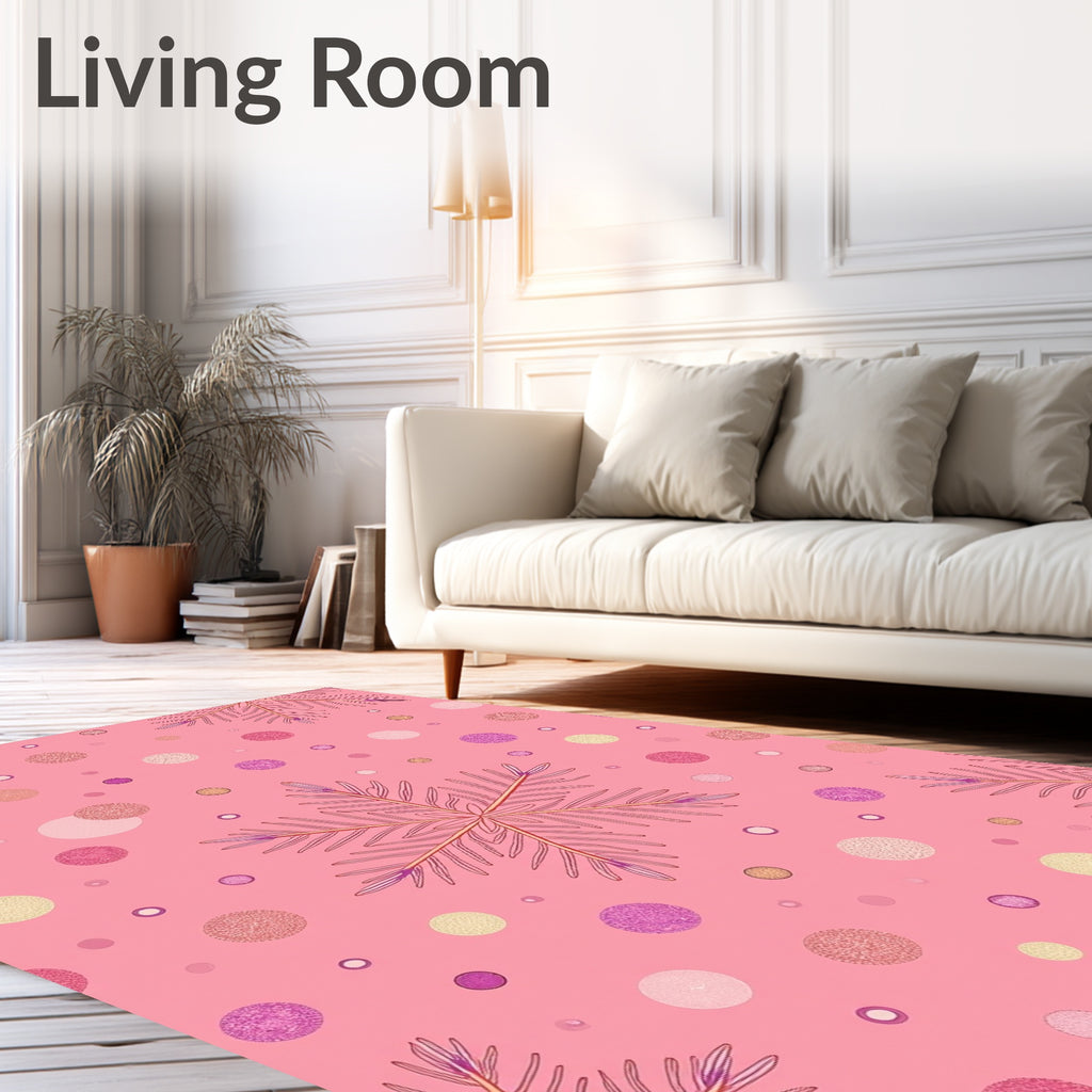 Pink Snowflake Cluster Dot Rug