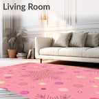 Pink Snowflake Cluster Dot Rug