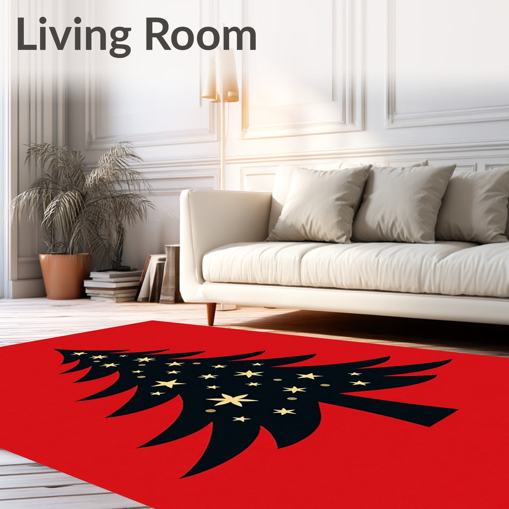 Classic Christmas Tree Star Garland Rug
