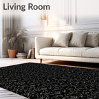Dark Abstract Sketchy Botanical Vine Rug