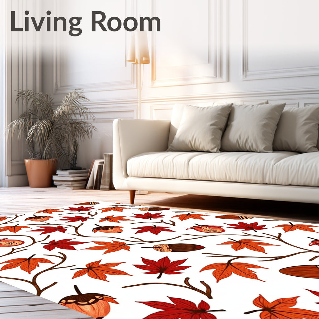 Autumn Red Maple Acorn Vines Rug