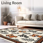 Cute Raccoon and Pine Branch Repeat Rug