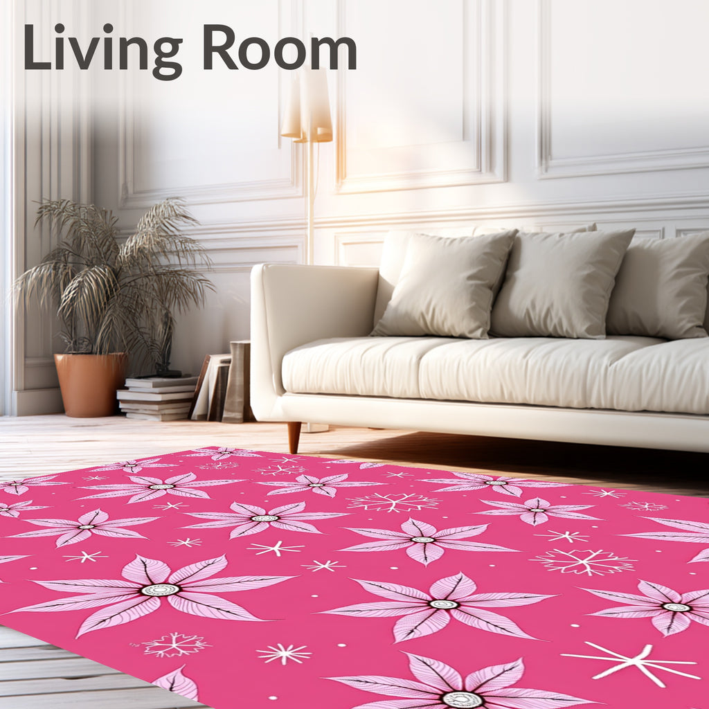 Pink Petal Snowflake Collage Rug