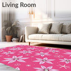 Pink Petal Snowflake Collage Rug