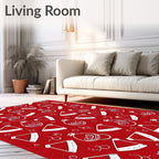 Red White Festive Holiday Ornaments Rug