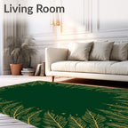 Emerald Green Golden Feather Border Rug