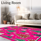 Vibrant Pink Evergreen Snowflake Medley Rug