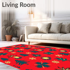 Red Teal Yellow Festive Icons Rug