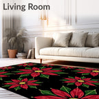 Bold Crimson Floral Poinsettia Garden Rug