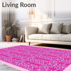 Vibrant Magenta Ornamental Arabesque Rug