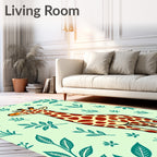 Whimsical Giraffe Foliage Jungle Rug