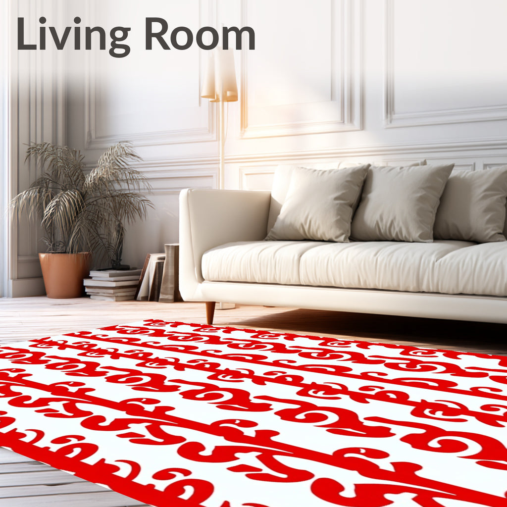 Bold Scarlet Vine Vertical Stripes Rug