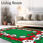 Festive Red Snowman Holly Border Rug